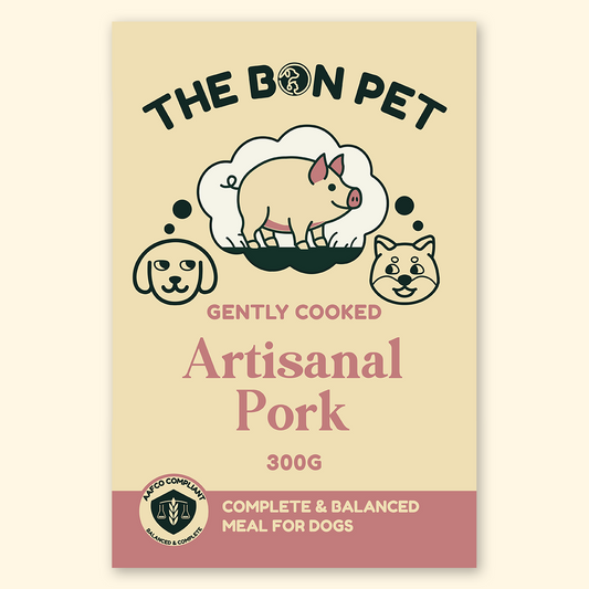 The Bon Pet Artisanal Pork for Dogs 300g – single protein pork dog food for sensitive stomachs