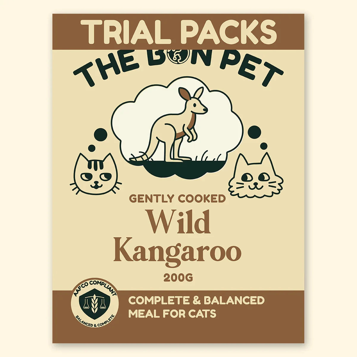The Bon Pet cooked kangaroo cat food with single protein nutrition for digestive health and wellbeing