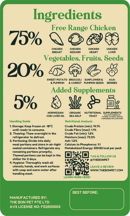 The Bon Pet single protein chicken dog food complete and balanced meal for dogs