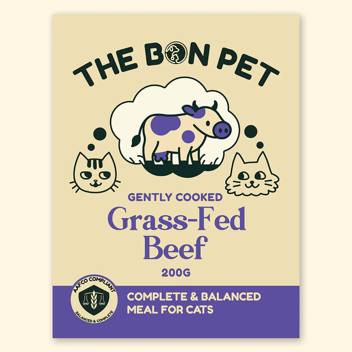 Gently cooked grass-fed beef meal for cats