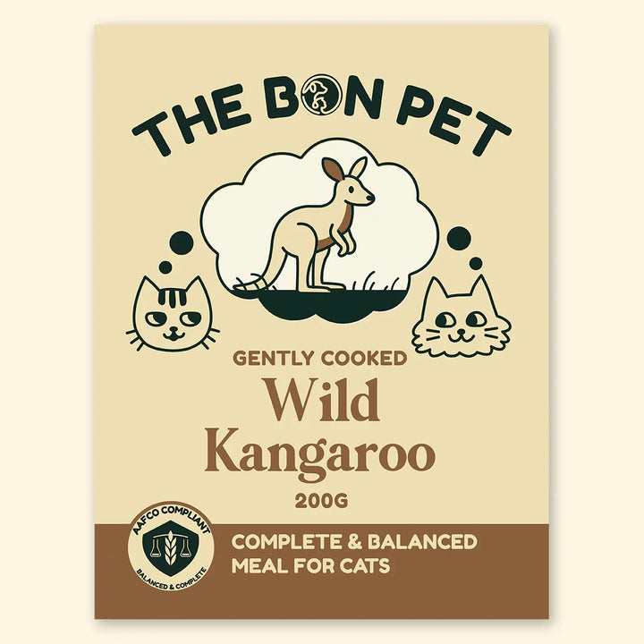 Gently cooked wild kangaroo meal for cats