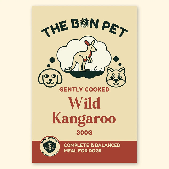 Gently cooked wild kangaroo meal for dogs